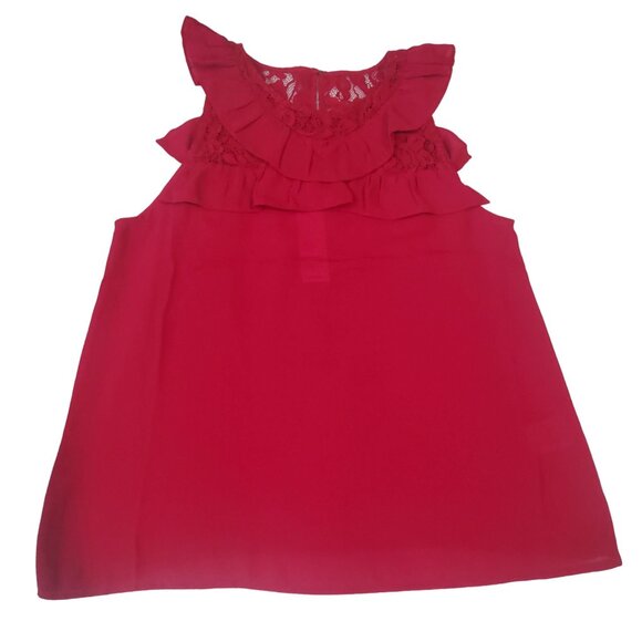 Bb Dakota womens blouse Size medium Red color sleeveless ruffle new $ 78 - Picture 14 of 15
